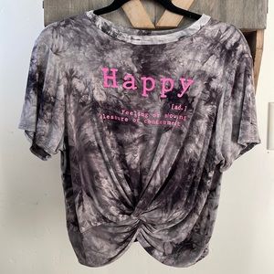 Hot pink and grey loose fitted happy shirt